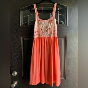 Matilda Jane Honeyed Elegance Floral Embroidered Pink & Coral Dress Size S